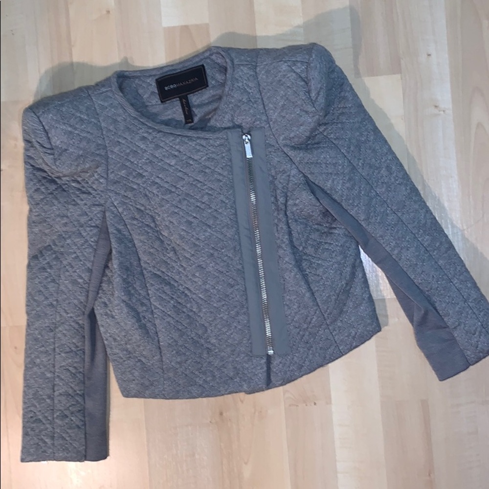 BCBGMAXAZRIA FLYNN Sift Quilted Moto Crop Jacket